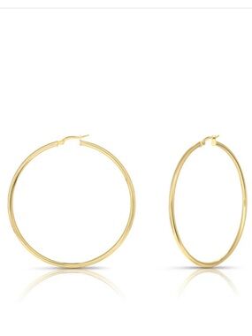 NEW Nordstrom AV 925 Shiny Gold Plated Hoop Earrings